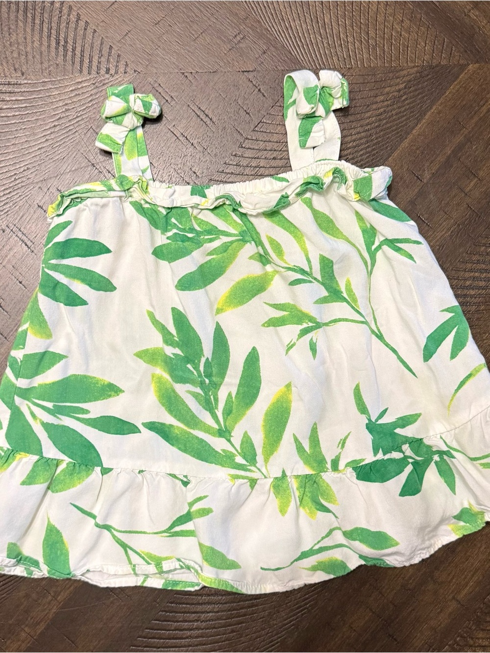 The Children's Place White Tank Top with Green Leaf Print
